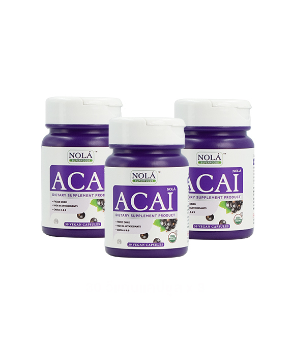 NOLA Acai Berry 30 Vegan Capsules ( 3 ฺbottle)